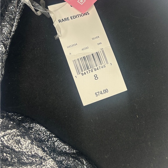 Metallic Silver Dress-rare editions girls dress-size 8-NWT-#412 - Picture 4 of 4